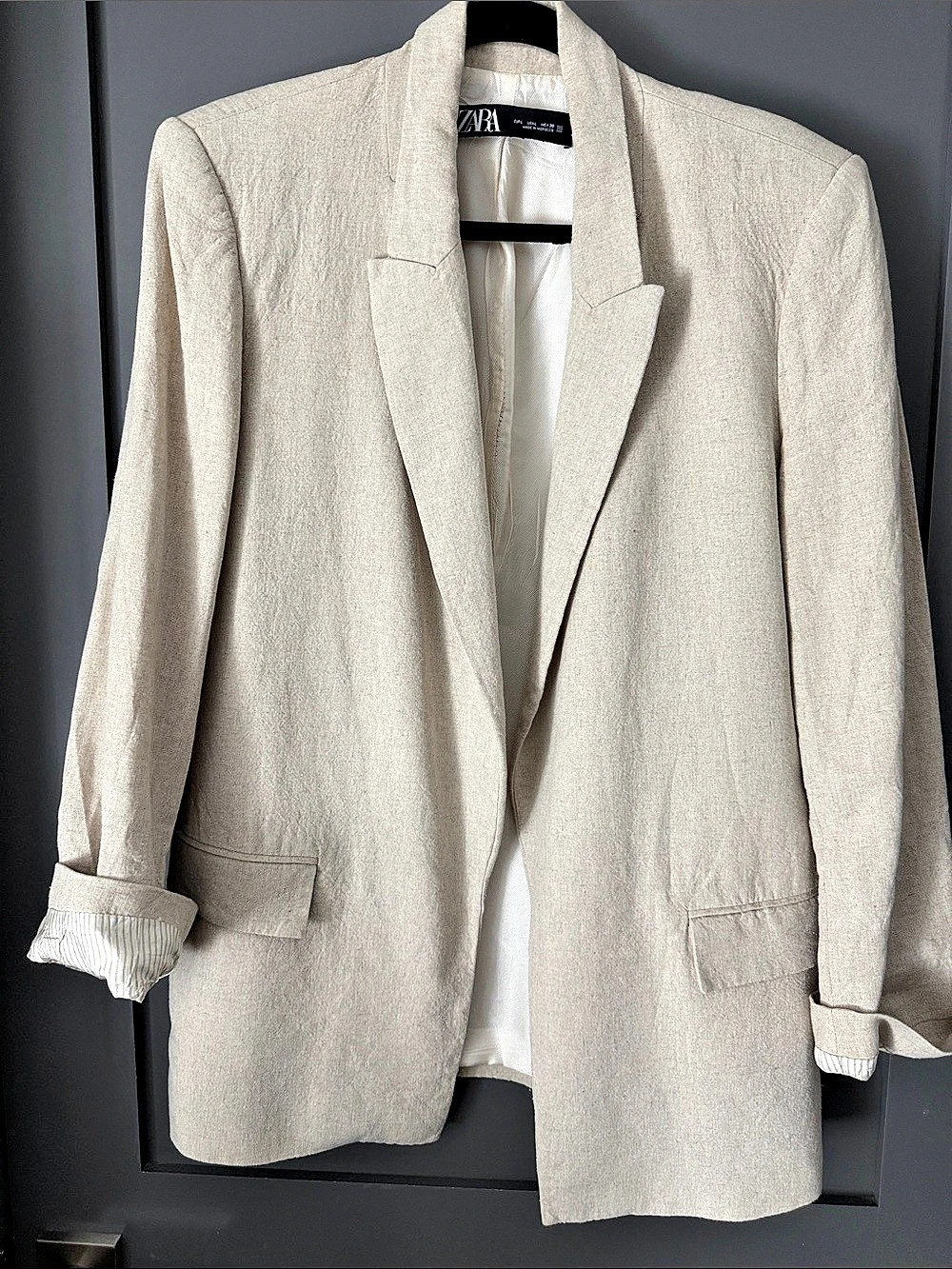 Zara Beige Blazer & Trousers Set Size Large